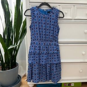 Banana Republic Tiered Ruffle Dress Lilac Blue